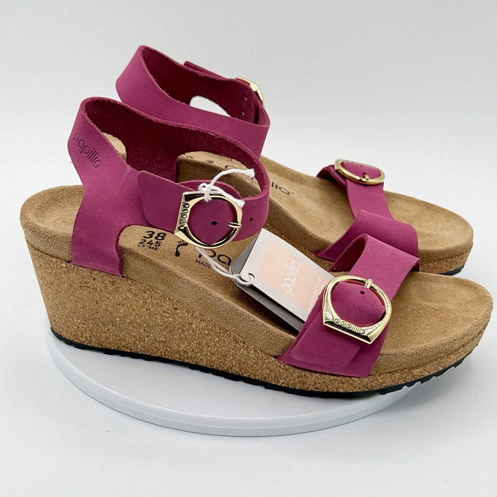Birkenstock Papillio Soley Wedge Heel Sandal 'Fuschia' / Size 39 Narrow, W7/ New